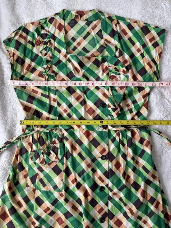 Smashing 1940s Vintage VOLUP Plus Size Cotton Day Dress - Picture 10 of 14